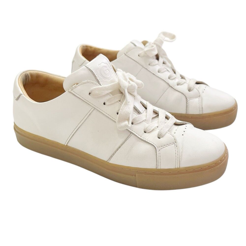 GREATS Brooklyn Sneakers Womens 8 White Leather Gum Sole Low Top Minimalist Lace